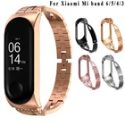 Ремешок для часов Xiaomi Band 3, 4, 5, 6, из нержавеющей стали, со стразами, сменный Браслет, элегантный женский ремешок для Mi Band 5