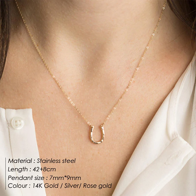 Ожерелье в форме подковы из нержавеющей стали для женщин элегантная тонкая U