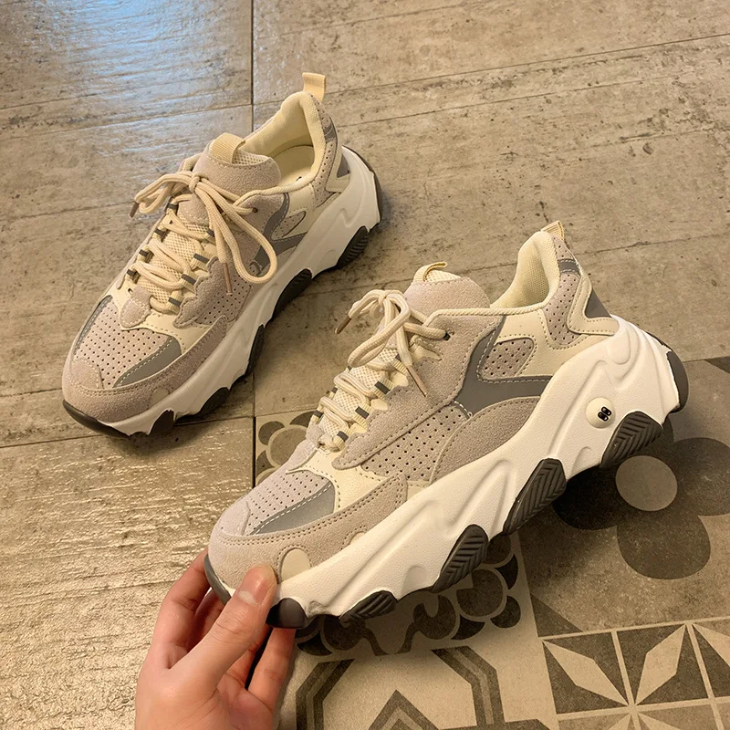 

Jookrrix 2020 Women Fashion Increased 5cm Chunky Sneakers Women Brand Comfortable Shoes Female Fashion Comfortable Shoes ZD2691