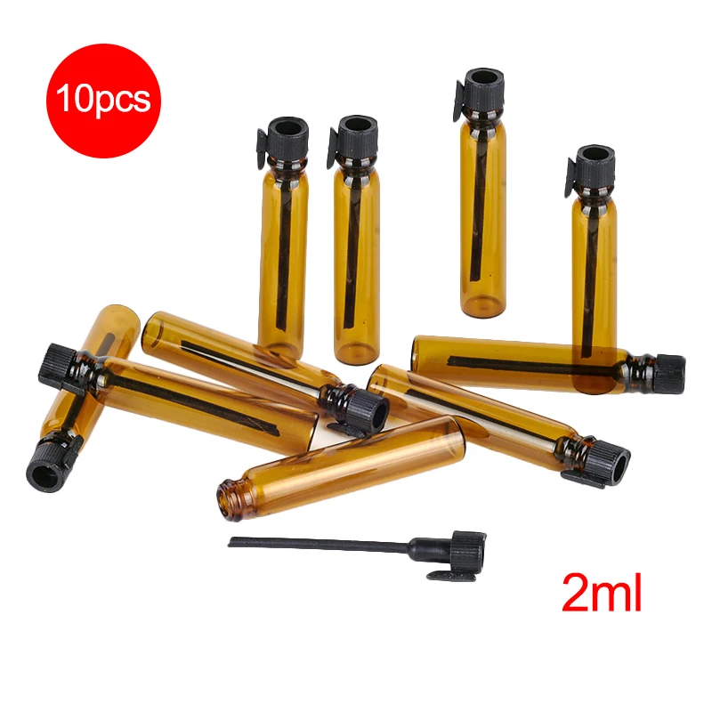 Портативный многоразовый 2 мл 10 шт Мини пустой коричневый стеклянный флакон для