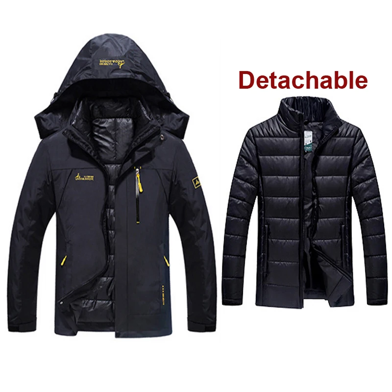 Men Winter Ski Hiking Jacket Suits Outdoor Fishing Camping Trekking Waterproof Windproof Thermal 2 in 1 Jackets +Detachable Pant | Спорт и
