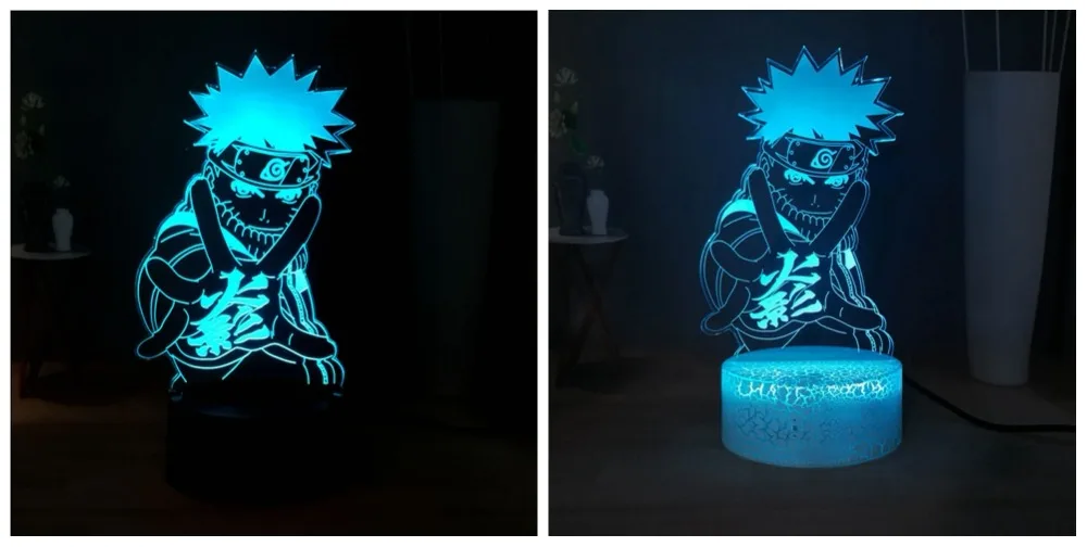 Новинка 3D Иллюзия настольная лампа Узумаки Наруто Акриловые RGB многоцветный прикроватный светильник USB пульт дистанционного управления светодиодный ночной Светильник Детский праздник