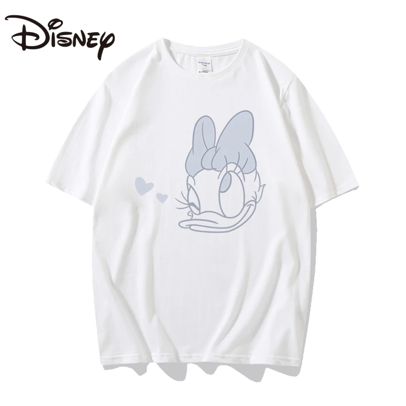 

Disney street style summer new couple round collar top Donald Duck series cotton loose short sleeve T-shirt Shopping T-shirt