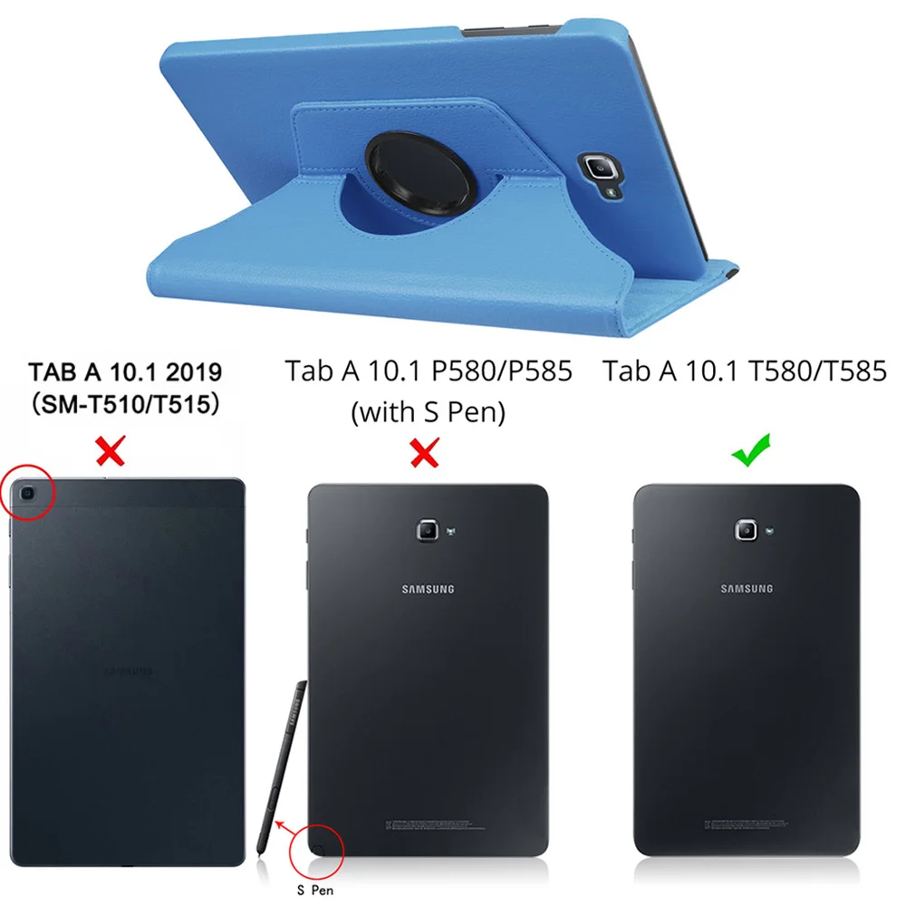 Sky Blue Вращающийся на 360 градусов Чехол-книжка для samsung Galaxy Tab A A6 10,1 T580 T585 SM-T580 SM-T585 10,1 дюймовые планшеты - Цвет: Sky Blue
