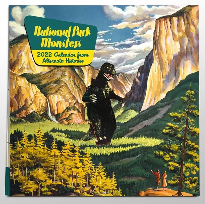 Calendario de monstruos del Parque Nacional para el hogar, calendario de pared colgante de historias alternas de animales, decoraci&oacute;n art&iacute;stica de la casa, 2022-0