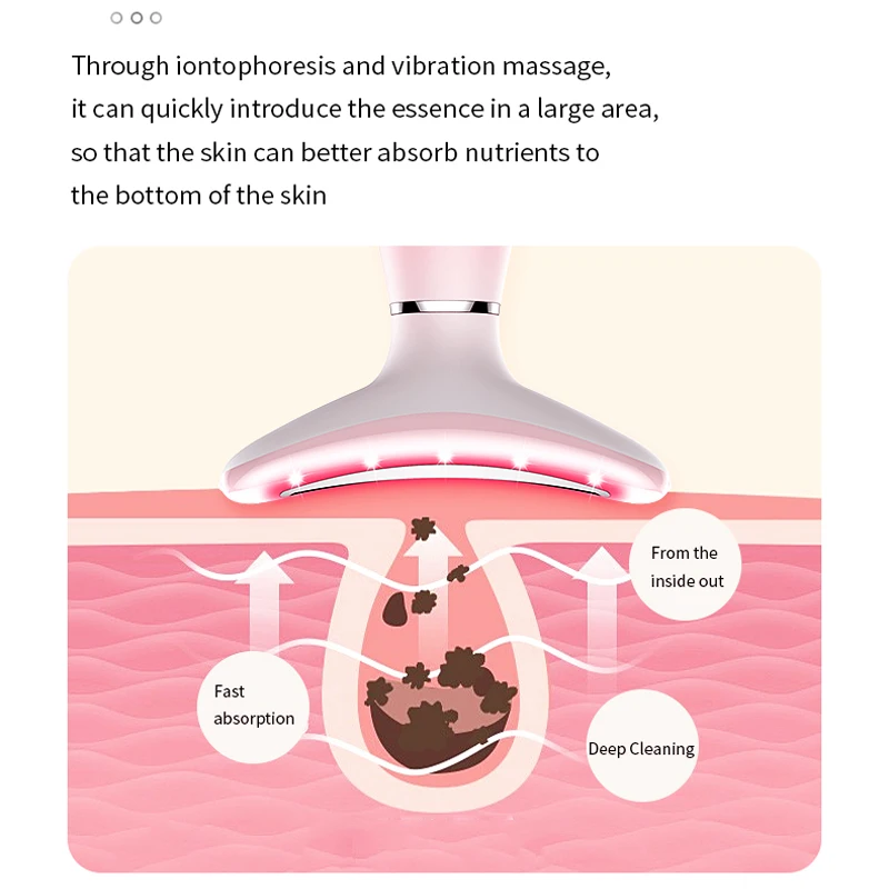 Устройство для ухода за кожей лица Neck Face Beauty Device 3 Colors LED Photon Therapy Heating Skin Tighten Reduce Double Chin Anti Wrinkle Remove Care Tools