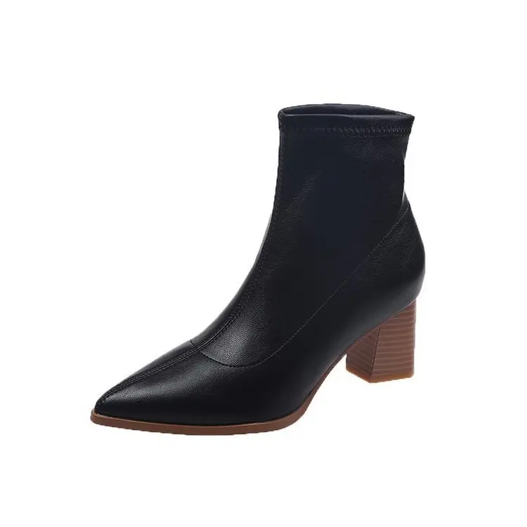 Женские ботильоны на молнии Nice из натуральной кожи с квадратным носком