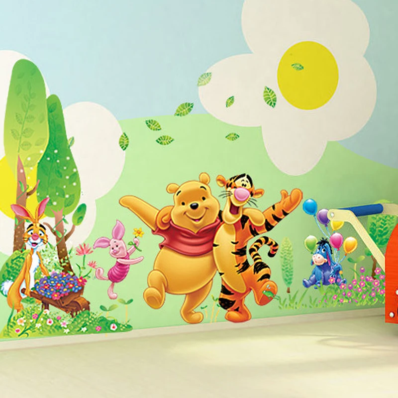 

3D winnie wall stickers for baby room self adhesive cartoon nursery school kids bedroom wall decals