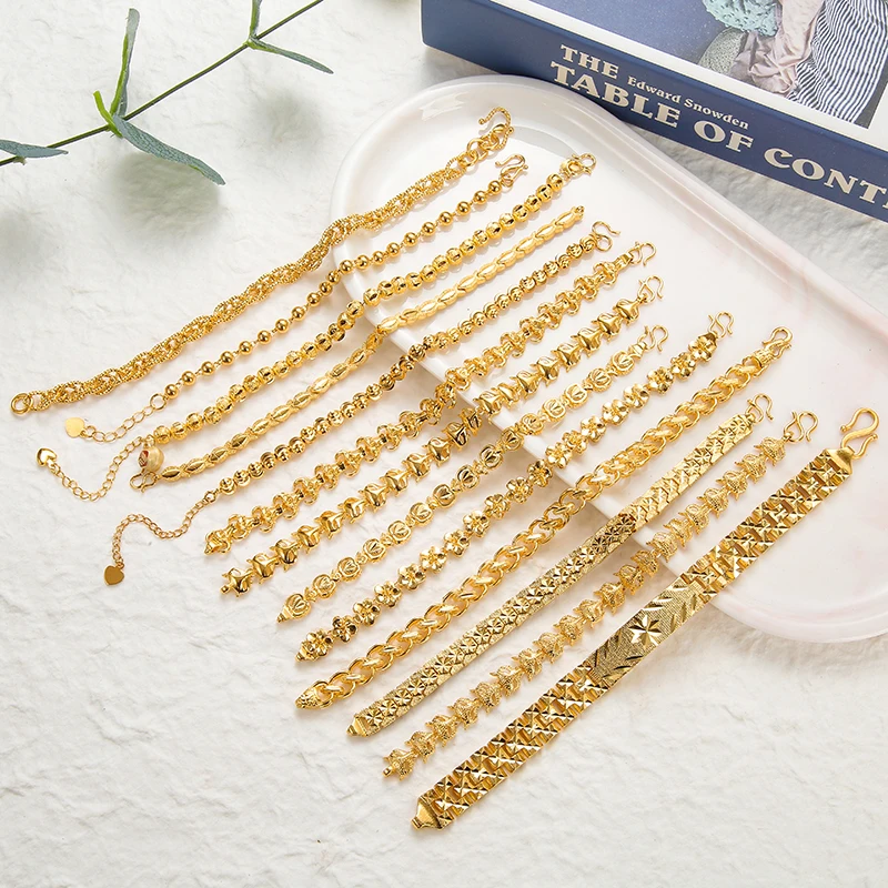 Новый браслет с покрытием из кубинской панцирной цепи в стиле панк золотистые