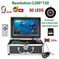 dvr fish finder underwater fishing 9 inch 1080p camera 15pcs white leds15pcs infrared lamp 15m camera for fishing 16g