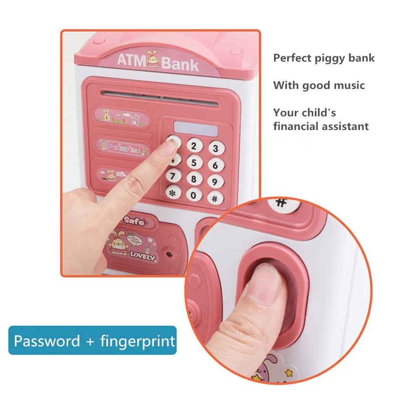 

Automatic Electronic Piggy Bank ATM Password Money Box Cash Coin Saving Box ATM Bank Safe Box Automatic Deposit Banknote Toys