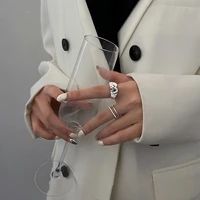 rings for women stainless steel adjustable punk sense of luxury irregular metal opening twopiece suit index finger anillos mujer