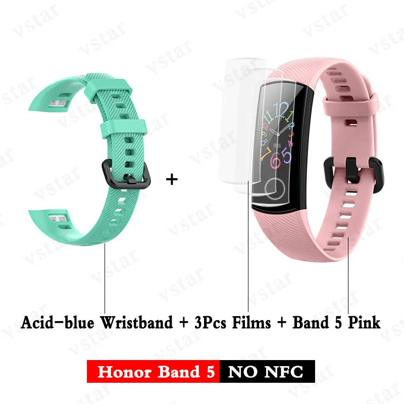 band5 pink add Ablue Huawei Honor band 5 smartband AMOLED huawei smartwatch кровяное кислородное сердце rage ftness трекер сна swiming sport trakcer gps - Цвет: band5 pink add Ablue