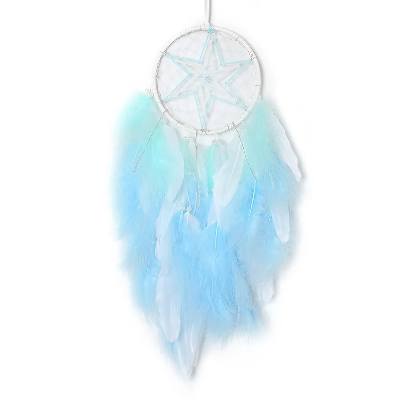 

Indian dream catcher pendant home decoration white stars simple feather jewelry pendant wedding decoration