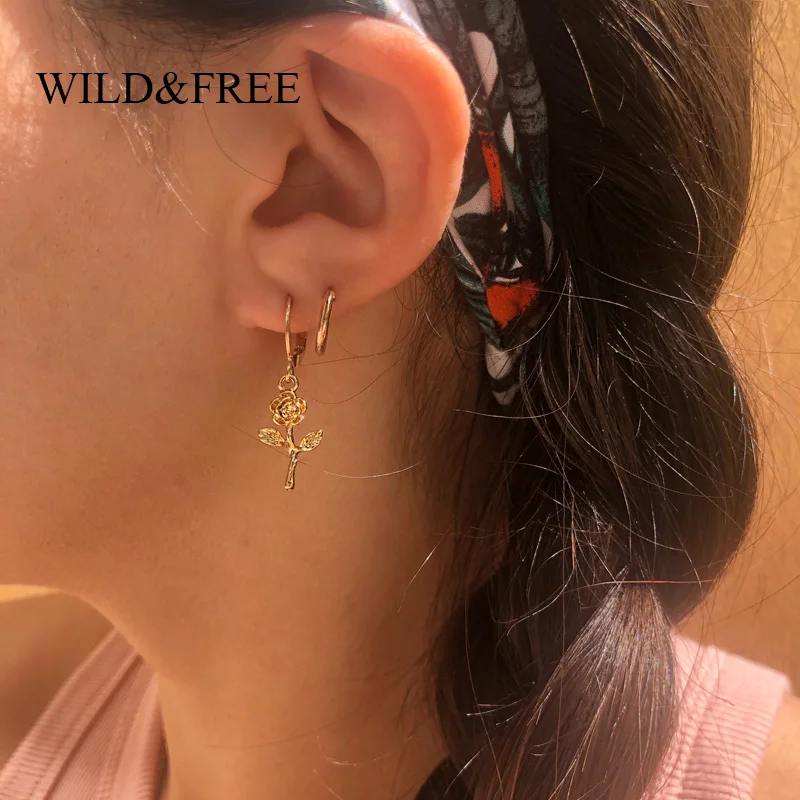 Wild & Free Новая роза серьги кольца цветок для женщин золотое ожерелье в виде морской