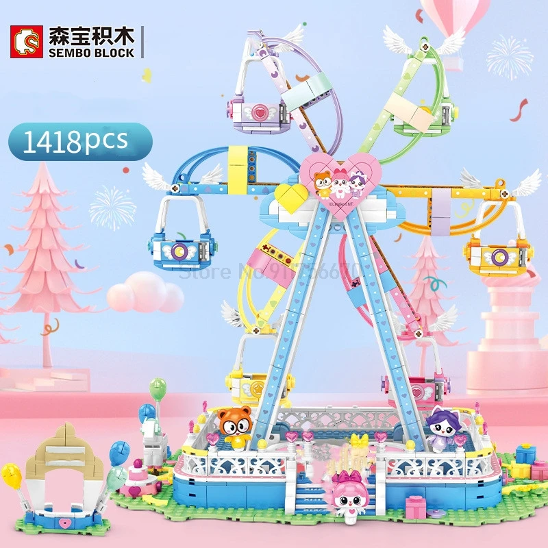 

Creator City Amusement Park Ferris Wheel And Figure Series Model Building Blocks Put Together Diy Kits Kids Toys For Girls Gift