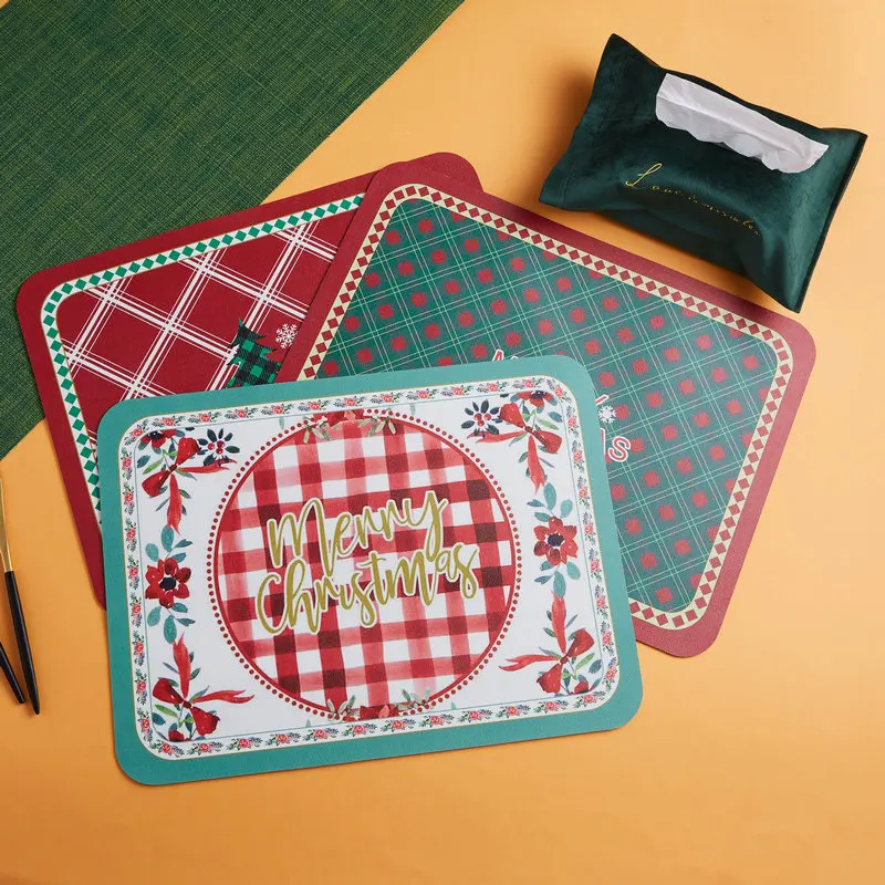 

4 6 8 pcs Leather Placemats Table Mat Pad Christmas Home Mats Insulated Dining Table Mats Tableware Home Decoration Kitchen Tool