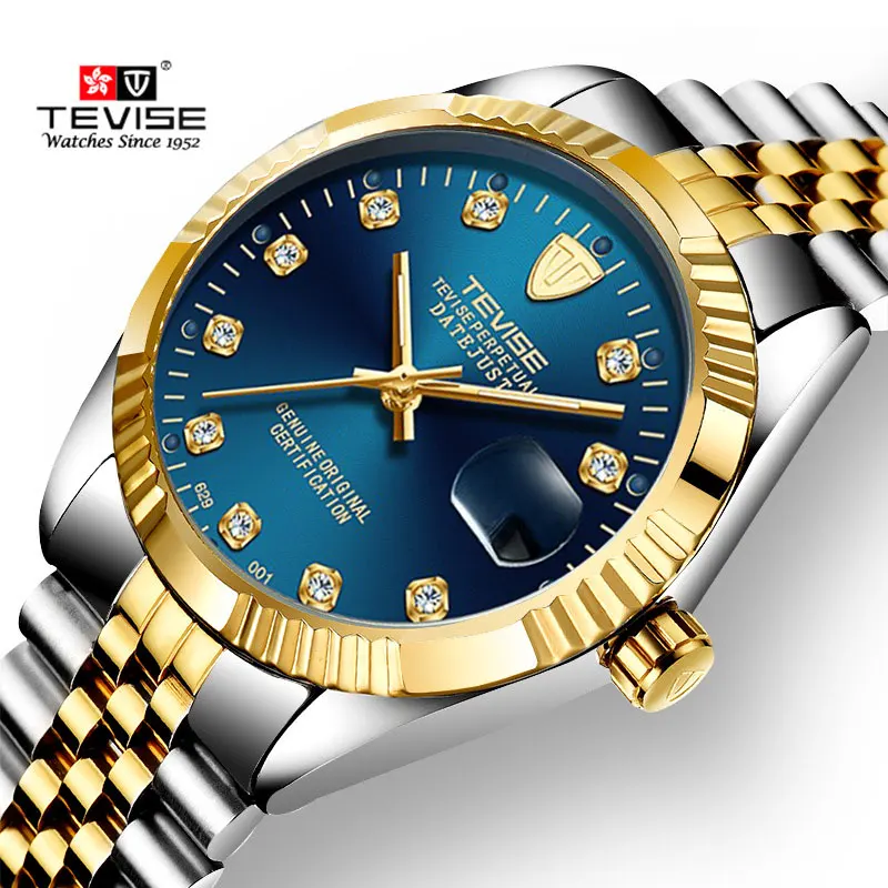 TEVISE мужские часы автоматические механические из нержавеющей стали