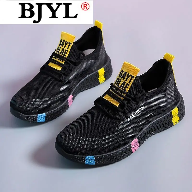 2021 Fashion Women Shoes Color Matching Mesh Breathable Sneakers Comfortable Lace-up Casual Shoes Spring Women's Platform Shoes
