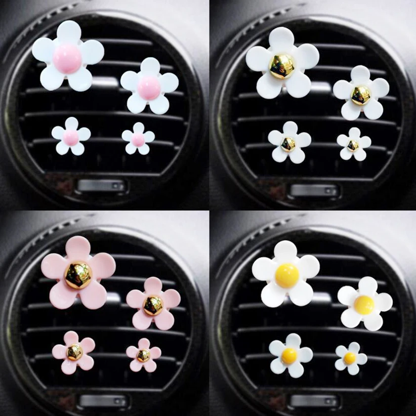 

4 pcs car outlet vent perfume clip small daisy air conditioning aromatherapy clip car interior decoration supplies air freshener