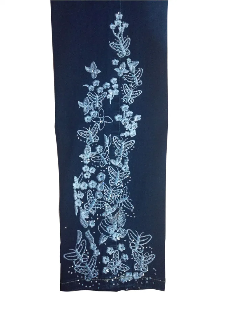 2020 эластичные джинсы с вышивкой для Для женщин упругой цветок женские узкие