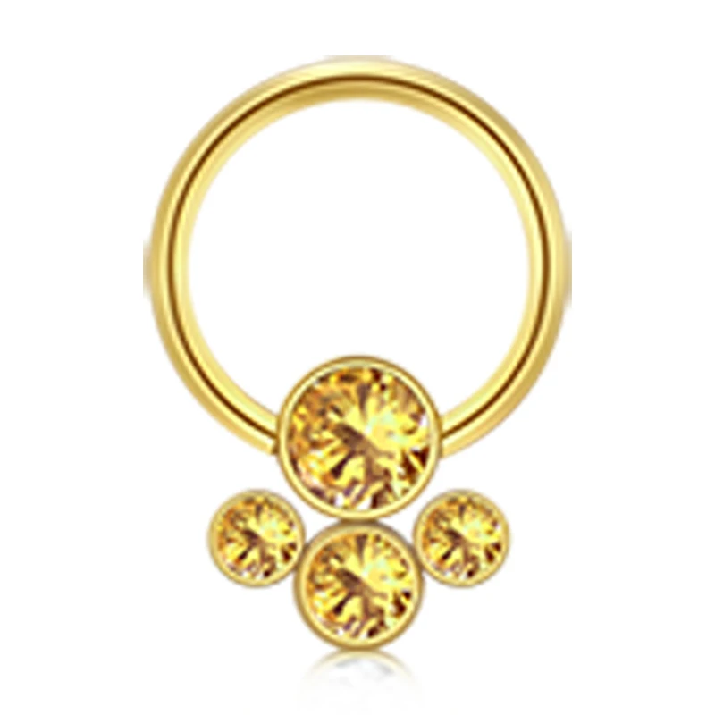 1 шт. кольцо для носа с фианитами 16 г