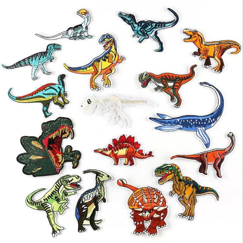 С героями мультфильмов в стиле Парк Юрского периода патч динозавров DIY вышитые