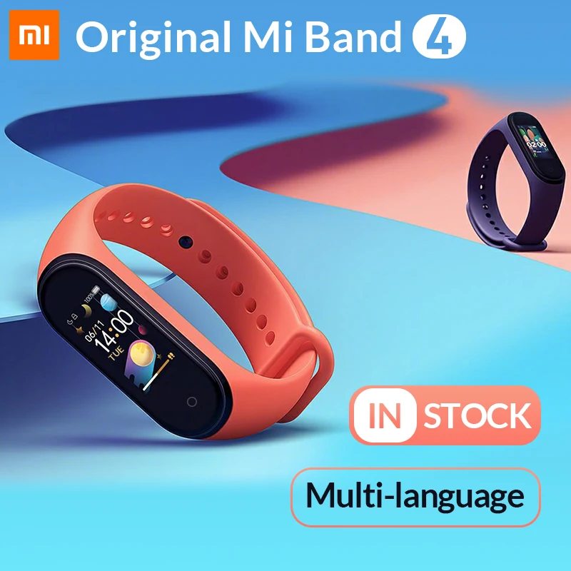 Xiaomi Mi 4 смарт-браслет монитор сердечного ритма фитнес-трекер полноцветный AMOLED дисплей Водонепроницаемый BT5.0