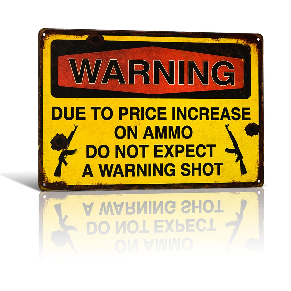 

Warning Shot Tin Sign Funny personality Bar pub Rustic Wall Plaque Garage Wall Decoration Metal Art Poster