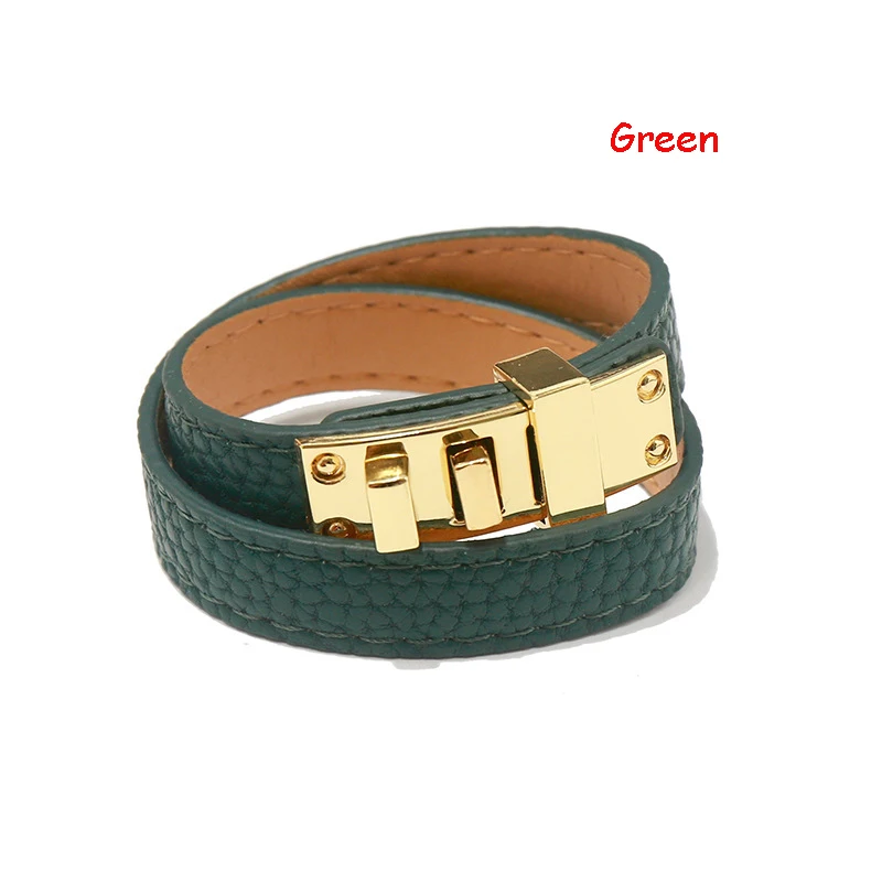 PU Women Bracelet Candy Color Double Layer Punk Style Leather &Bangle Suited Wrist About 17cm Drop shipping | Украшения и