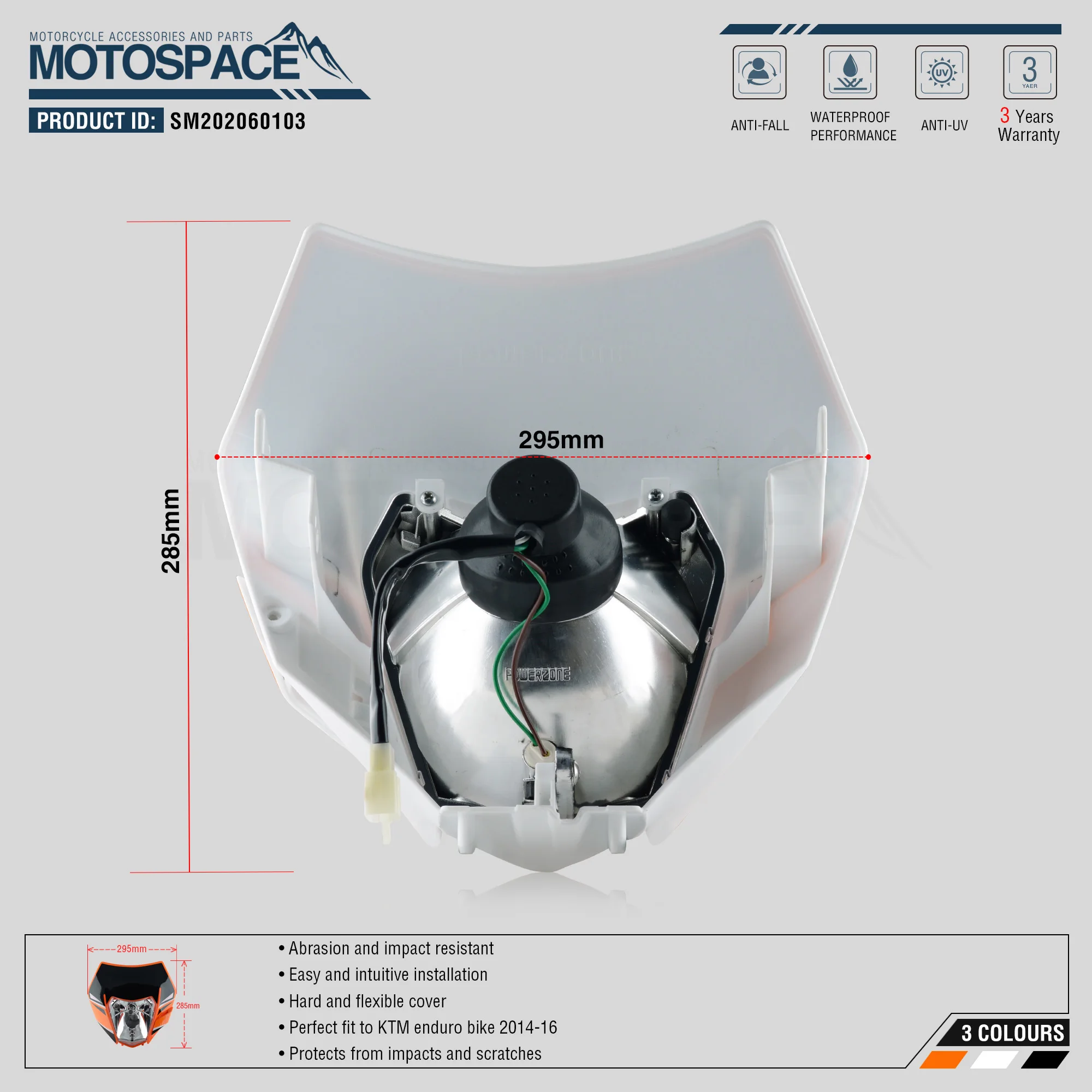 Налобный фонарь Spacemotors с наклейкой для KTM SX F EXC XCF SMR 2014 2015 2016 мотоцикла кроссового