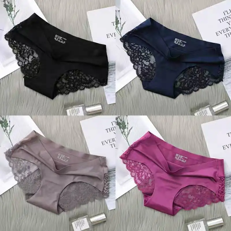 Кружевные женские трусики сексуальное прозрачное нижнее белье шелковые