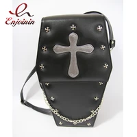 punk goth style women shoulder bag fashion coffin shape lolita purses and handbags for girls female black crossbody 3 ways bag