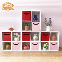 112 simple mini wooden 4 grid cabinet with 2 drawer miniature modern indoor furniture for dollhouse furniture 1 set