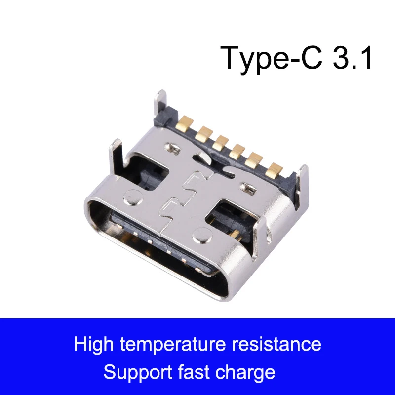 10 шт./лот 6 Pin SMT разъем Micro Тип USB C 3 1 женского размещения SMD DIP для PCB дизайна DIY