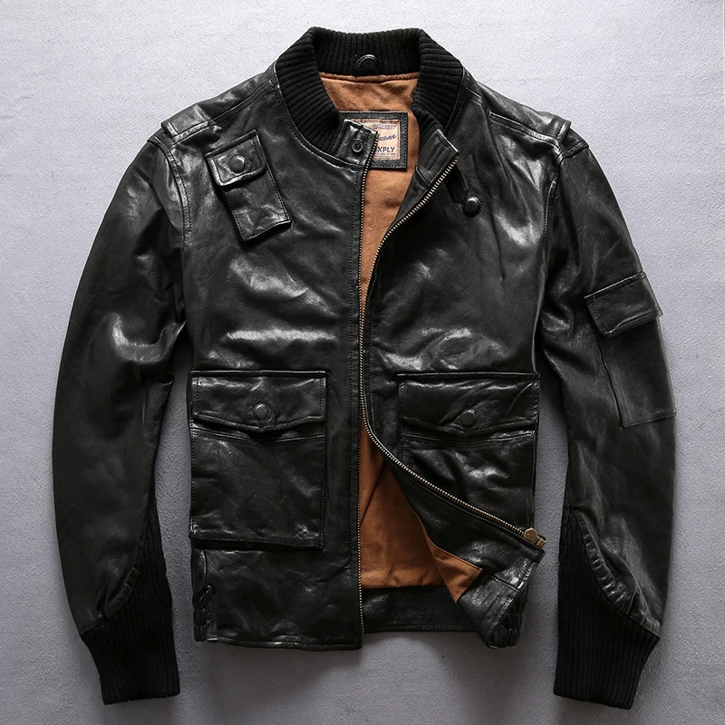 

Men's Brand Jackets Genuine Leather Vintage Motorcycle Biker Black Jacket for Male Top Quality Spring Soft Cowhide Coat
