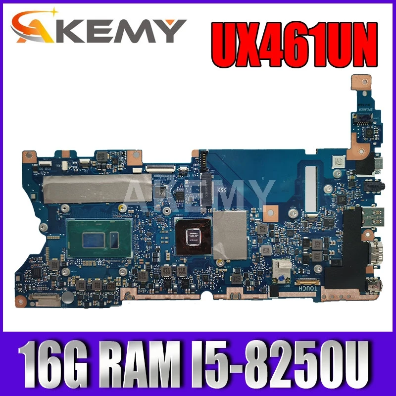 

Akemy UX461UN материнская плата для ноутбука ASUS ZenBook UX461UN UX461U UX461F UX461FN лаптоп материнская плата 16G/I5-8250U (V2G)