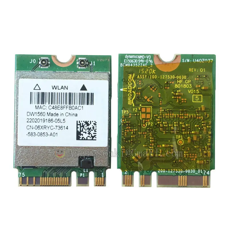 DW1560 6XRYC 802.11 AC 867 Mbps Bluetooth 4.0 WIFI WLAN kartı NGFF Dell XPS 13 9343 için Broadcom BCM94352Z toshiba Acer