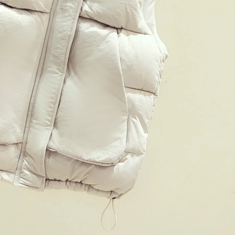 

Vests Waistcoats Women Hooded Winter Drawstring Windproof Womens Big Pocket Trendy Button Ulzzang Casual All-match Outwear Chic