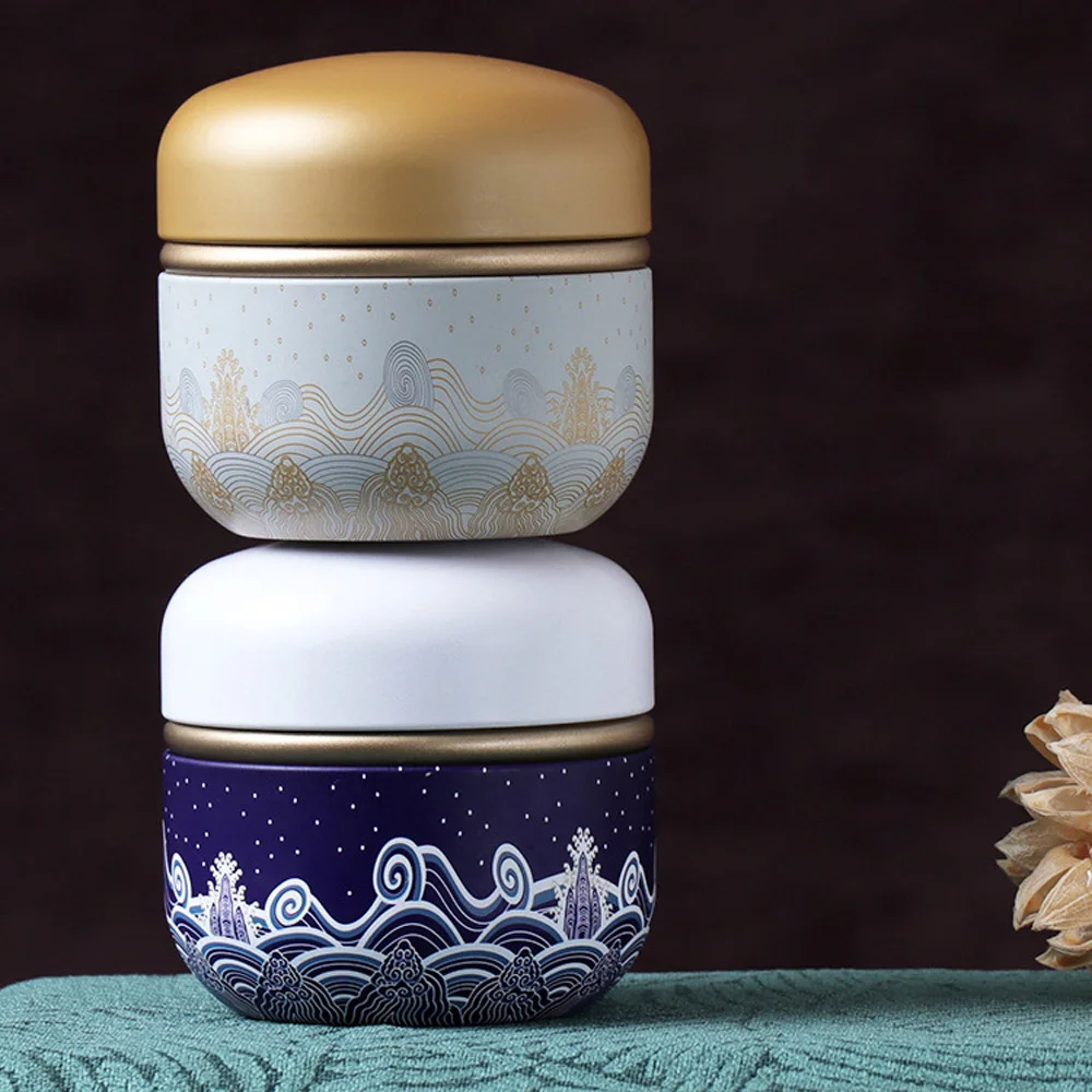 

1PC Mini Metal Tea Tin Double Cover Tea Storage Container Portable Tea Can Universal Home Candy Spices Can