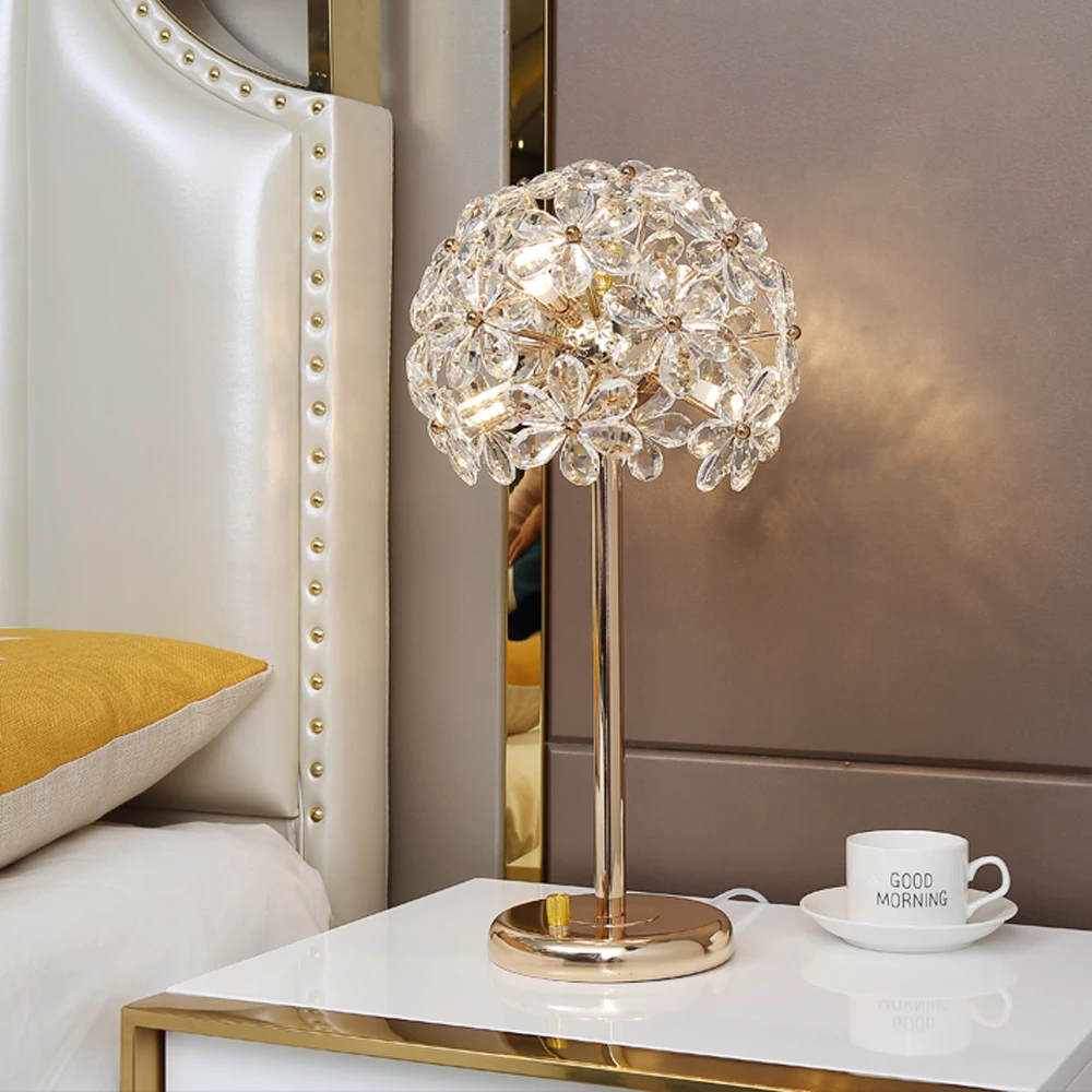 С цветочным рисунком Стразами Ручной работы современная настольная лампа огни