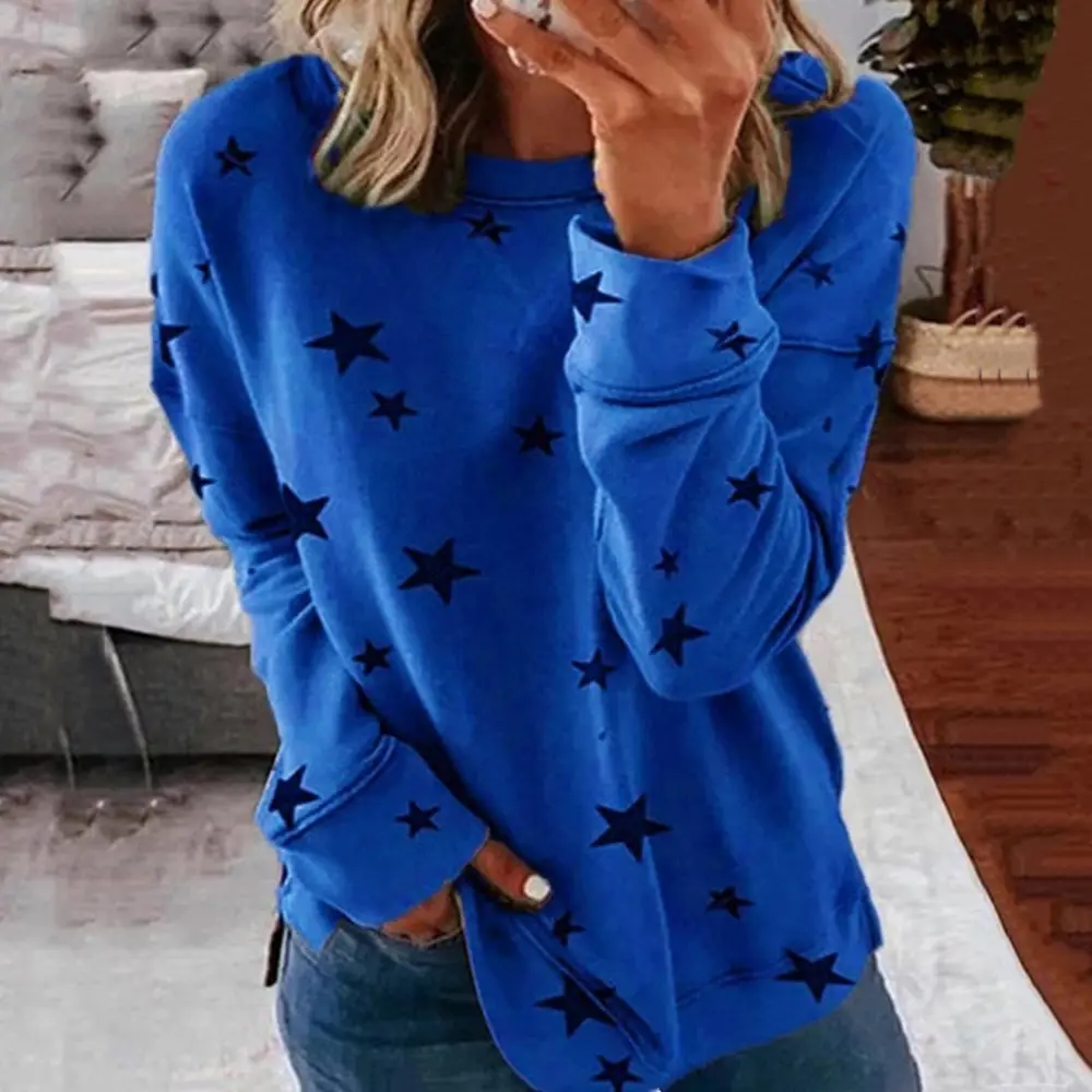 

Harajuku Women T Shirt Autumn Winter Star Print Long Sleeve Basic T-Shirts Casual Top Loose Tee Shirts Femme Tshirt 5XL Dropship