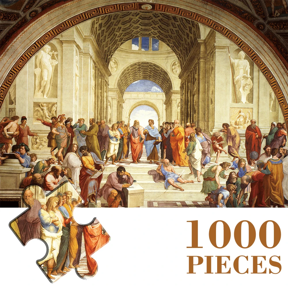 

MaxRenard 1000 Pieces Jigsaw Puzzles for Adults 50*70cm Paper Assembling Painting Raphael The School of Athens Art Puzzles Toys