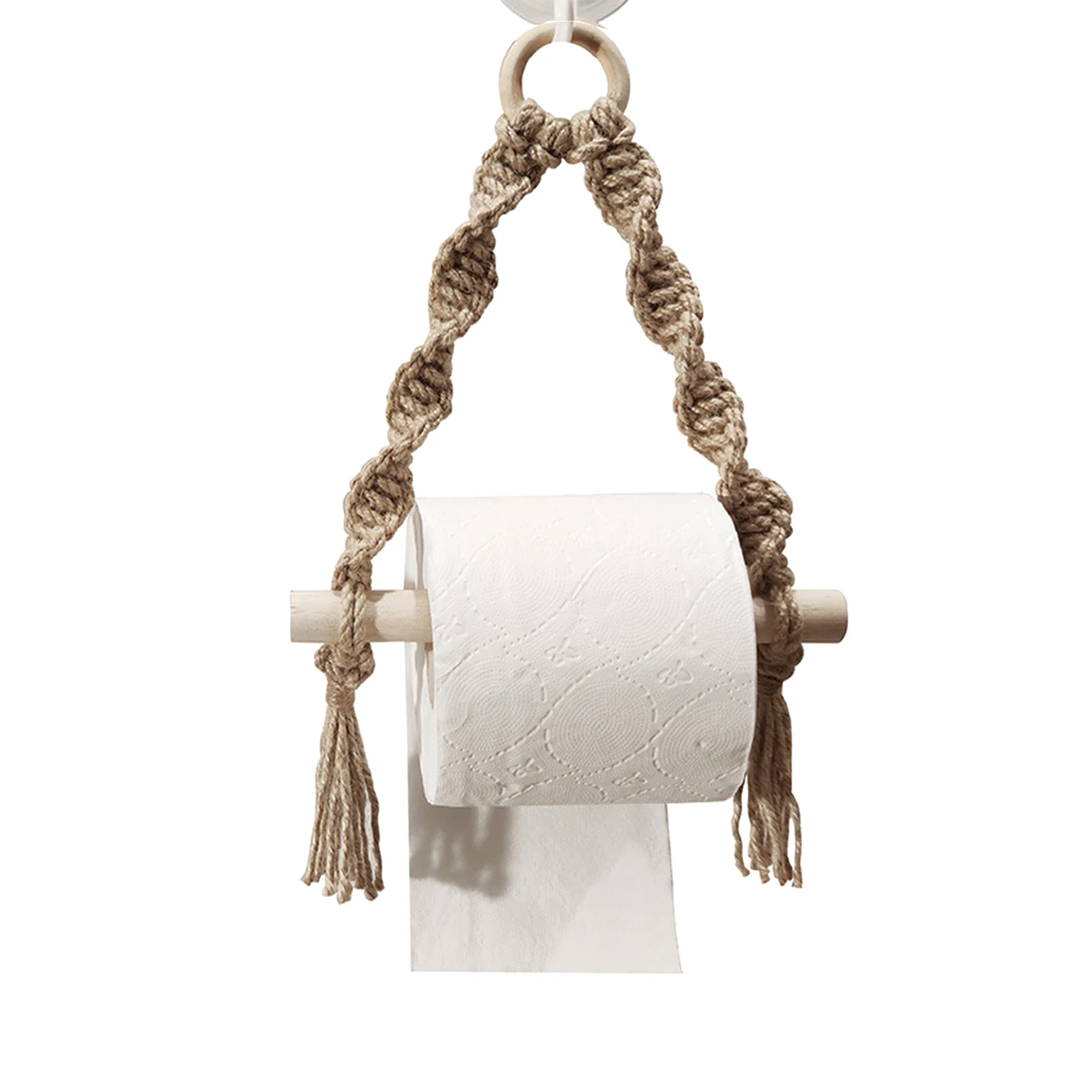 

Organizer Hotel Home Decoration Bathroom Rack Towel Hand-Woven Tapestry Macrame Toilet Paper Holder Hanging Rope Punch Free