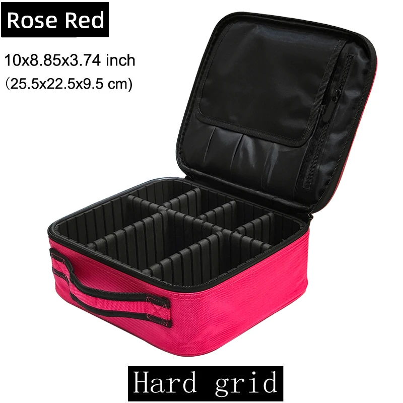 Rose Red Hard Grid Брендовая косметичка для макияжа, сумка для путешествий, профессиональный женский косметический чехол, большая емкость, косметическая коробка, необходимая Водонепроницаемая косметичка - Цвет: Rose Red Hard Grid