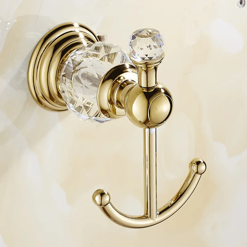 Gold Crystal Towel Rack European Bathroom Hooks Hardware Suite Bathroom Brass Shower Basket Towel Ring Bathroom Accessories images - 6