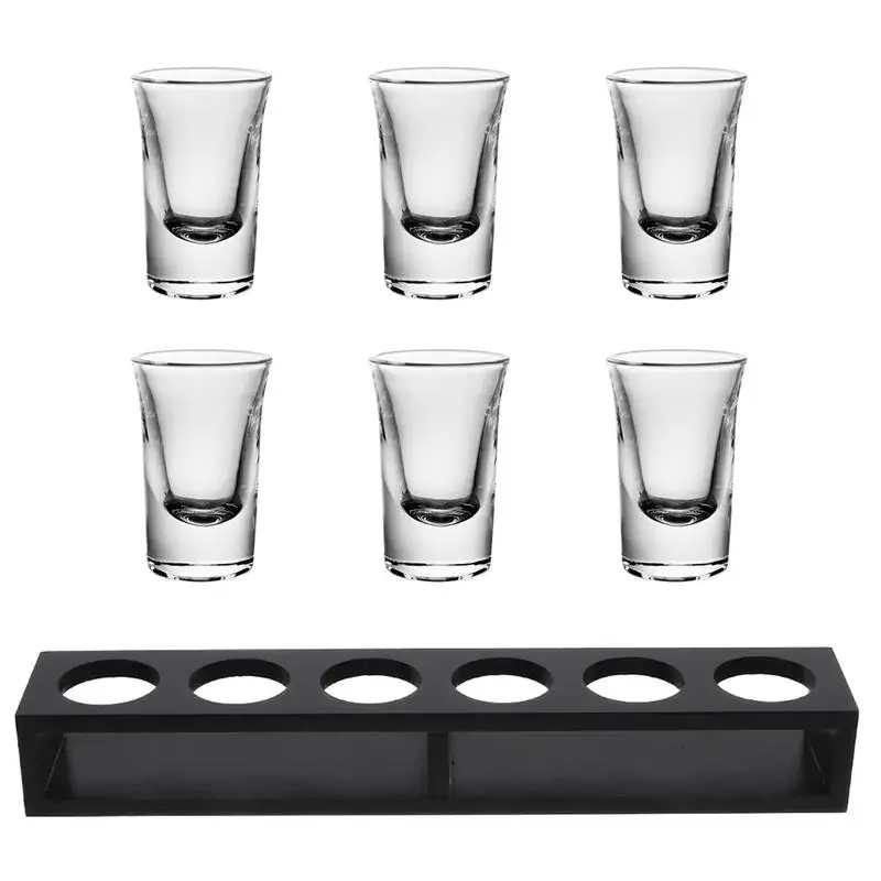 

1 Set Wine Cups Shot Glass Whisky Shot Glasses Storage Carrier Serving Tray