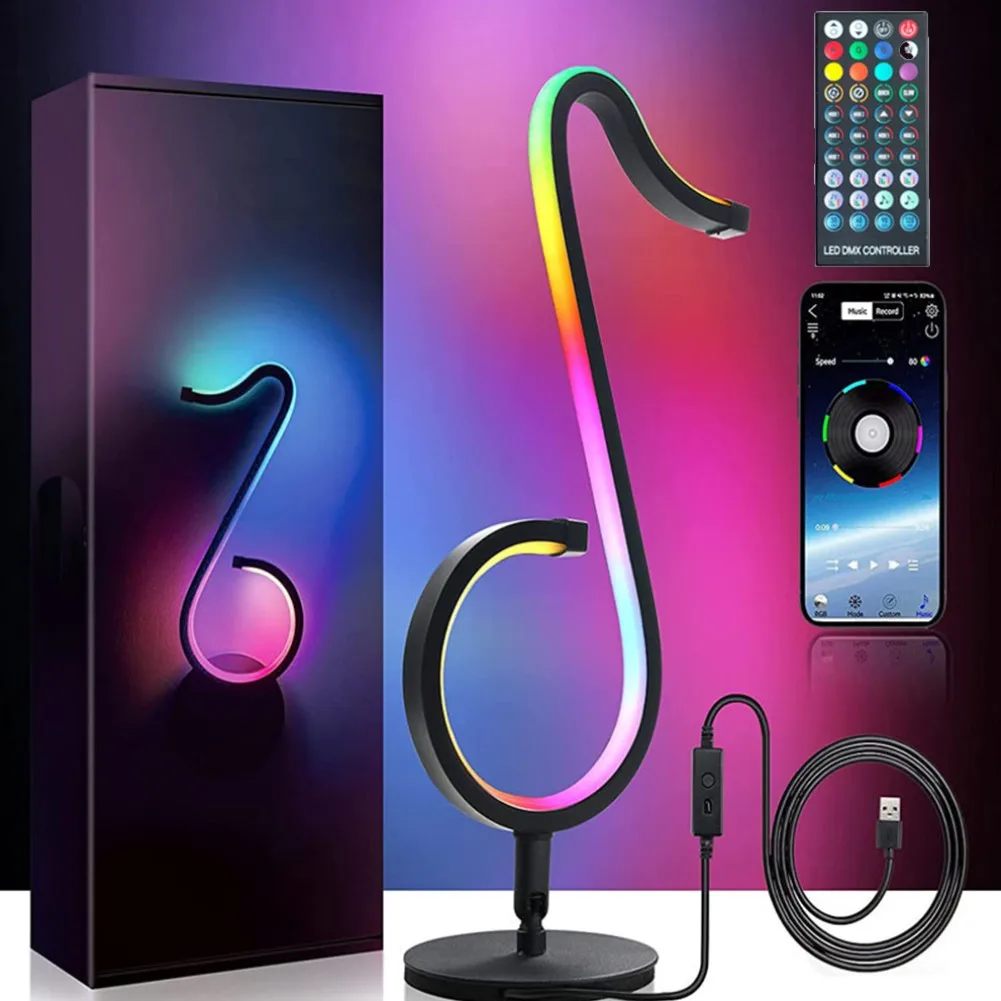 

New Musical Note Night Light RGB APP Remote Control Symphony Table Desk Lamp Home Party Music Light Atmosphere Bedside Lighting
