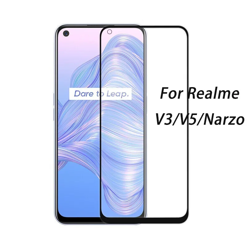 

Для OPPO Realme V5 V3 Narzo черные края закаленное стекло Защита экрана для Realme V3 V5 2.5D полное покрытие защитная пленка