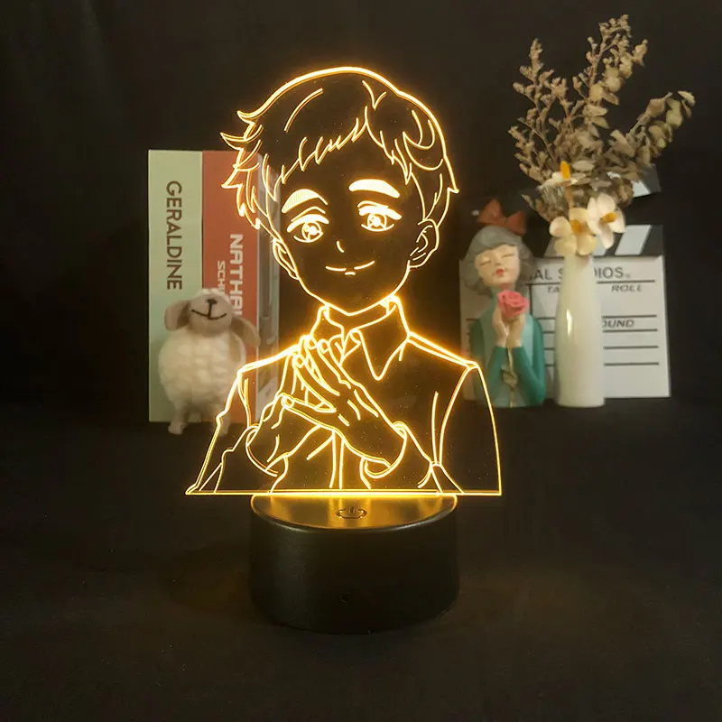 

3D Night Light Alarm Clock Base Lamp Color with Remote 3d Lamp The Promised Neverland Norman Manga Japanese Anime Lovely Gift